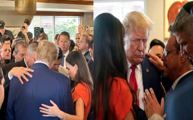 PASTORES Y SIMPATIZANTES ORAN POR TRUMP EN UN RESTAURANTE