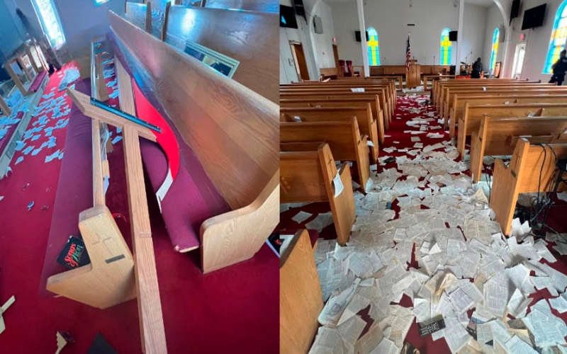 DELINCUENTES ROMPEN BIBLIAS EN IGLESIA DE LOS ESTADOS UNIDOS