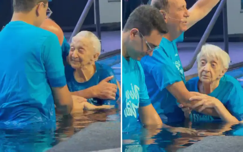 ANCIANA DE 95 AÑOS FUE BAUTIZADA EN LA IGLESIA BAUTISTA